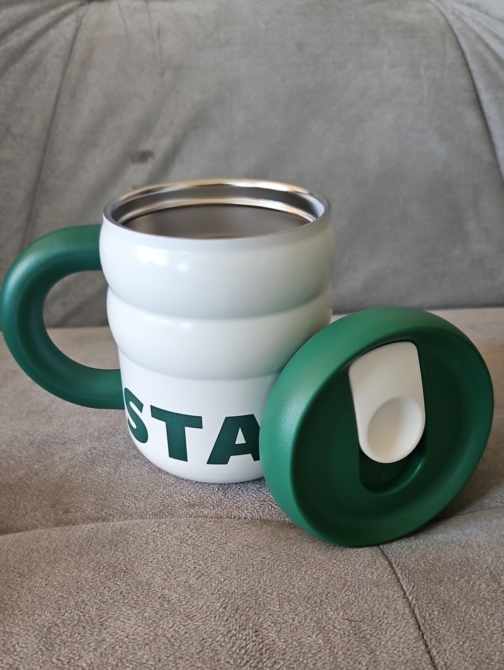 NIB ☕️ Starbucks Stainless Steel Coffee Mug With Lid - White/Green (12 fl. oz)
